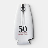 50 And Fabulous Modern Cherry Wine Birthday Saying ボトルクーラー (裏面)