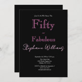 50 and Fabulous Modern Hollow Font 50th Birthday 招待状 (正面/裏面)