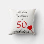 50 and Fabulous Name and Photo Red 50誕生日 クッション (裏面)