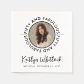 50 and Fabulous Name Date 50th Birthday Party スタンダードカクテルナプキン (正面)