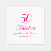 50 and Fabulous Name Date 50th Birthday Party スタンダードカクテルナプキン (正面)