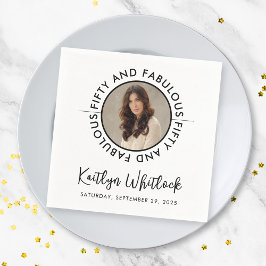 50 and Fabulous Name Date 50th Birthday Party スタンダードカクテルナプキン