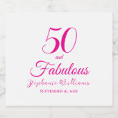 50 and Fabulous Name Date 50th Birthday Party スパークリングワインラベル (シングルラベル)