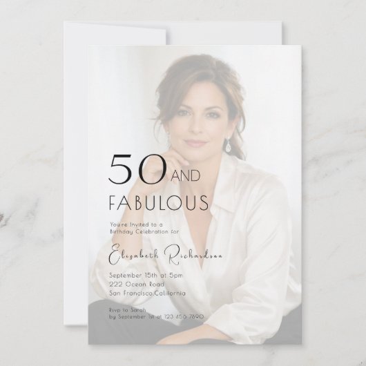50 and Fabulous Photo 50th Birthday Party  招待状 (正面)