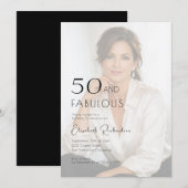 50 and Fabulous Photo 50th Birthday Party  招待状 (正面/裏面)