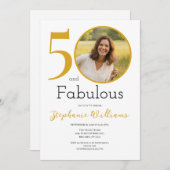 50 and Fabulous Photo 50th Birthday Party 招待状 (正面/裏面)