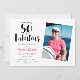 50 and Fabulous Photo 50th Birthday Party  招待状
