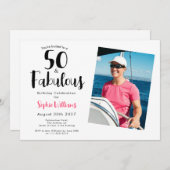 50 and Fabulous Photo 50th Birthday Party  招待状 (正面/裏面)