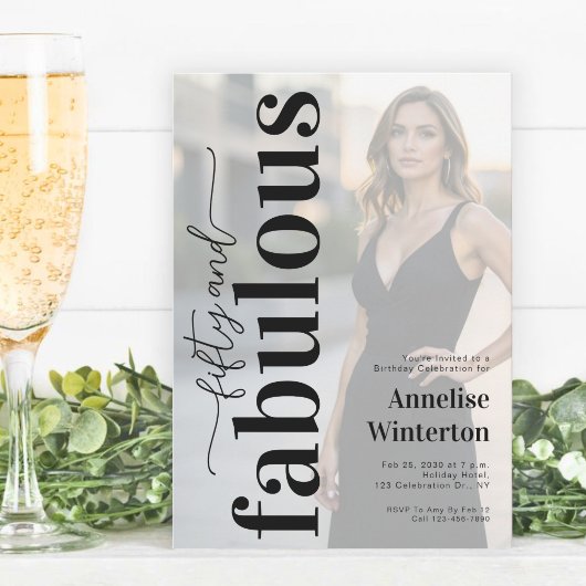 50 and Fabulous Photo 50th Birthday Party 招待状