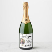 50 and Fabulous Photo 50th Birthday Thank you スパークリングワインラベル (正面)