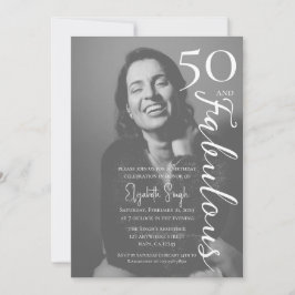 50 and Fabulous Photo Birthday Party Invitation カード