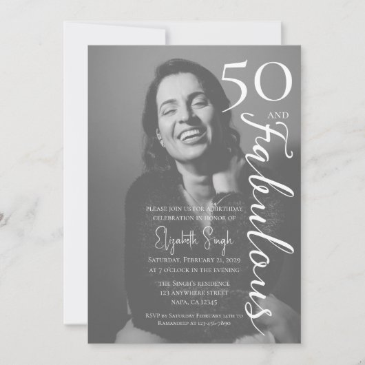 50 and Fabulous Photo Birthday Party Invitation  カード (正面)