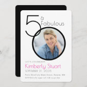 50 and Fabulous Photo Pink 50th Birthday Party 招待状 (正面/裏面)