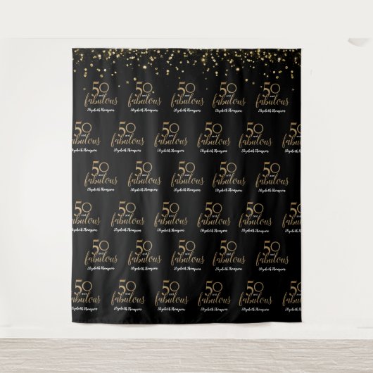 50 and fabulous Photobooth Custom 50th birthday  タペストリー (正面)