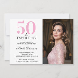 50 and Fabulous Pink 50th Birthday 招待状