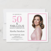 50 and Fabulous Pink 50th Birthday 招待状 (正面)