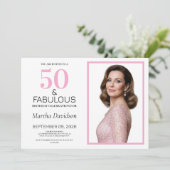 50 and Fabulous Pink 50th Birthday 招待状 (スタンド正面)