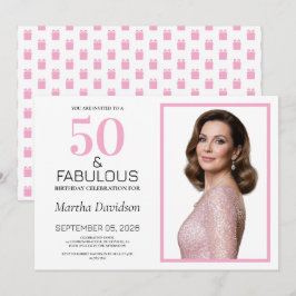 50 and Fabulous Pink 50th Birthday 招待状