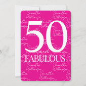 50 and Fabulous Pink | 50th Birthday Elegant  招待状 (裏面)