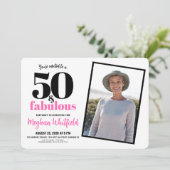 50 and Fabulous Pink 50th Birthday Party 招待状 (スタンド正面)
