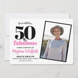 50 and Fabulous Pink 50th Birthday Party 招待状