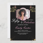 50 and Fabulous Pink 50th Birthday Party 招待状 (正面)