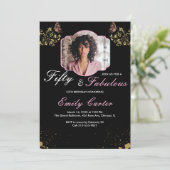 50 and Fabulous Pink 50th Birthday Party 招待状 (スタンド正面)