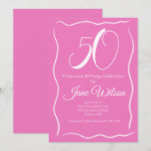 50 and Fabulous Pink Birthday Invitation 招待状 (正面/裏面)