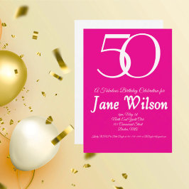  50 and fabulous pink birthday invitation  招待状