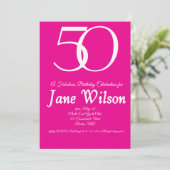 50 and fabulous pink birthday invitation 招待状 (スタンド正面)