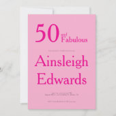 50 and Fabulous Pink Fiftieth Birthday Party 招待状 (正面)