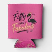 50 and fabulous pink flamingo 50th birthday 缶クーラー (正面)