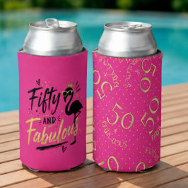 50 and fabulous pink flamingo 50th birthday 缶クーラー