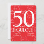 50 and Fabulous Red | 50th Birthday Elegant Simple 招待状 (裏面)