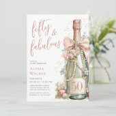 50 and Fabulous Rose Gold Script 50th Birthday 招待状 (スタンド正面)