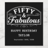 50 and Fabulous Rustic Script & Elegant Line Art ワインラベル (シングルラベル)