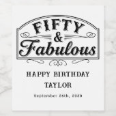 50 and Fabulous Rustic Script Elegant White ワインラベル (シングルラベル)