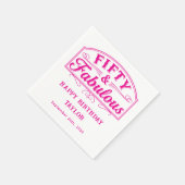 50 and Fabulous Rustic Script Line Art Pink スタンダードカクテルナプキン (角)