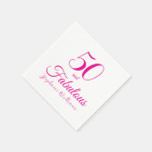 50 and Fabulous Script Pink 50th Birthday Party スタンダードカクテルナプキン (角)