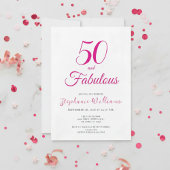 50 and Fabulous Script Pink 50th Birthday Party 招待状