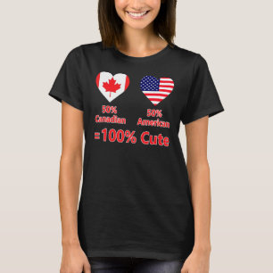 50 Canadian 50 American 100 Cute Half Patriotic Fl Tシャツ