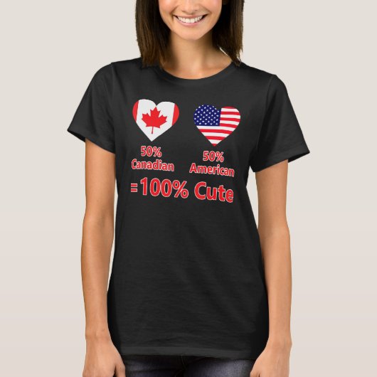 50 Canadian 50 American 100 Cute Half Patriotic Fl Tシャツ (正面)