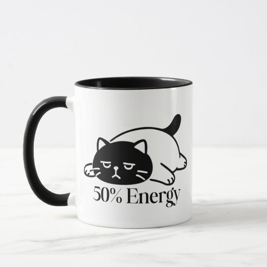 50% Energy Funny Low Battery Mood Design マグカップ (左)