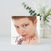 50 Fabエレガント誕生日フォトスクリプトレッド誕生日 サンキューカード (スタンド正面)