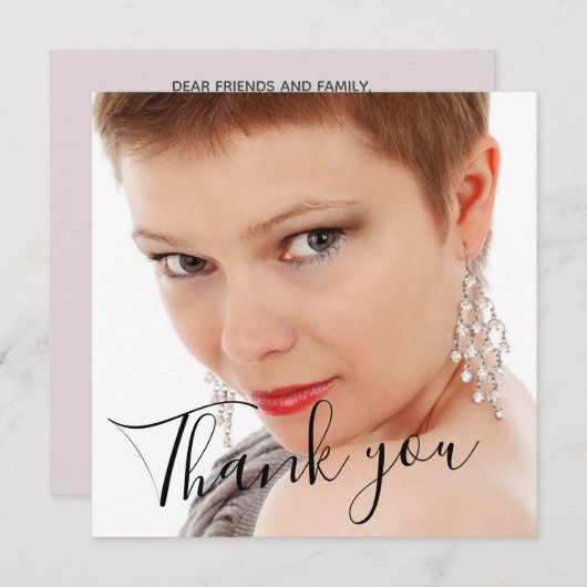 50 Fabエレガント誕生日フォトスクリプトレッド誕生日 サンキューカード (正面/裏面)