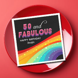 50 & Faborous Rainbow Sparkle 50th Birthday Party スタンダードカクテルナプキン