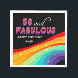 50 & Faborous Rainbow Sparkle 50th Birthday Party スタンダードカクテルナプキン<br><div class="desc">これらの明るい虹50と素晴らしい誕生日パーティーのナプキンであなたのゲストを魅了する。ピンクと紫のはっきりしたタイポグラフィはカラフルの虹の上に輝きフェイクと、あなたの大きなイベントを探素晴らしし出す。黒いモダン背景は本当にあなたのおもしろい色の選択ポップ・アートのと目立つ。心の奥底を守るために作られた明るいショーストッパーのコレクション全体を訪れ、マッチするパーティーデコールとコーディネートする。</div>