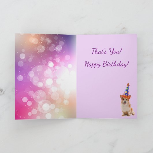 50 & FABULOUSかわいいコルギ誕生日 カード (内部)