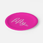 50 & FABULOUSシンプルエレガント50誕生日 ペーパープレート (アングル)