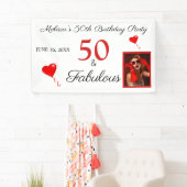 50 & Fabulous追加フォト名&日付50誕生日 横断幕 (インサイチュ)